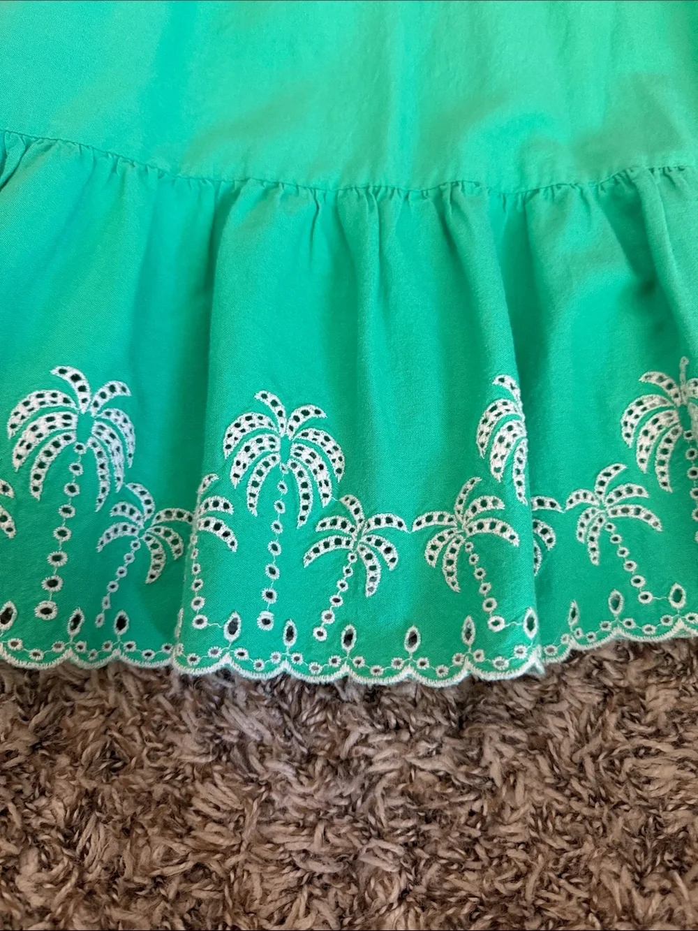 Old Navy Bright Emerald Green Eyelet Hem Sundress for Girls size 8 medium